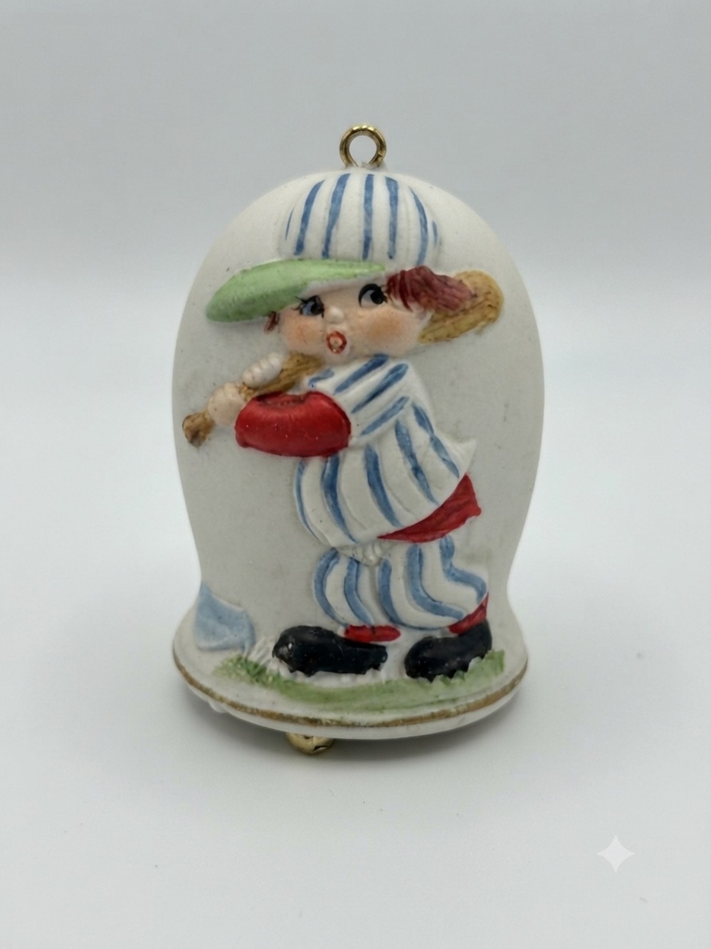 Vintage 1981 JASCO "Sports Day" baseball boy bell chime ornament - Picture 5 of 6